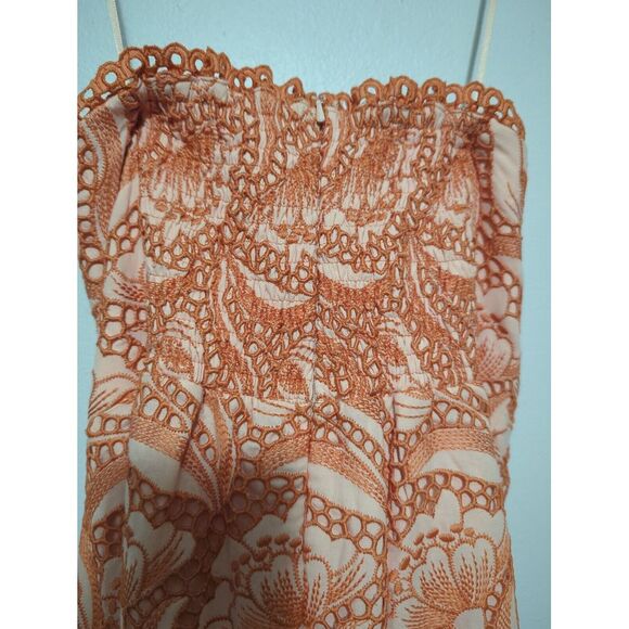 NWT Anthropologie Womens Midi Floral Embroidery Bodycon Dress Orange Size 8 - Picture 5 of 12